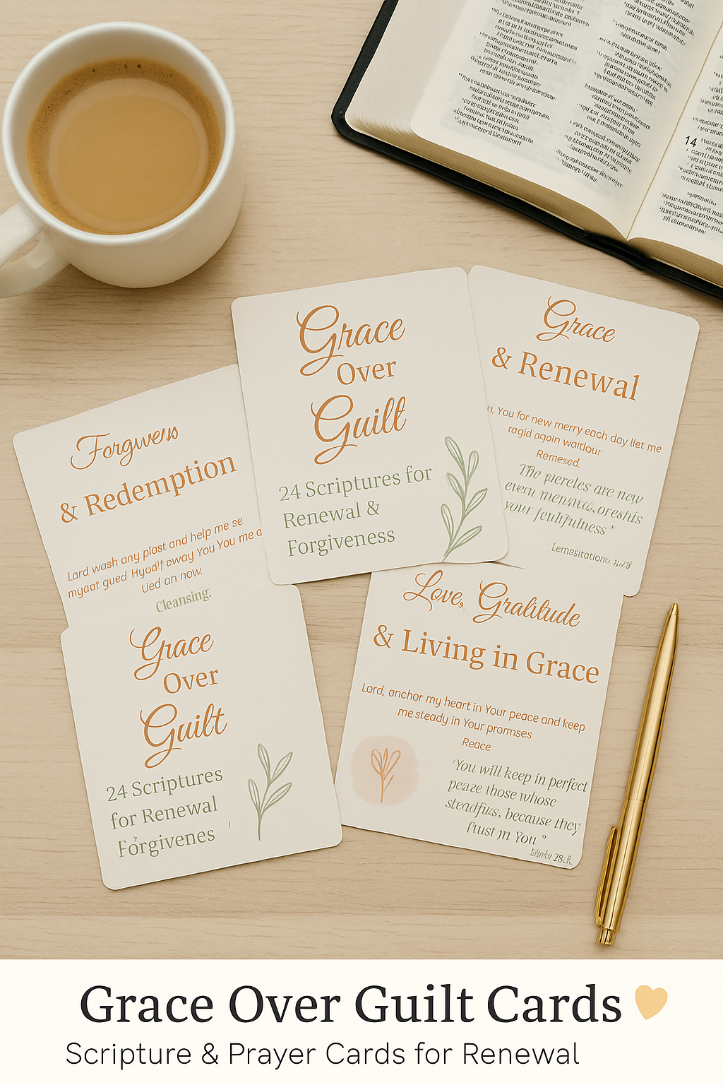Grace Over Guilt Cards π | 24 Printable Scripture & Prayer Cards (4Γ5β)