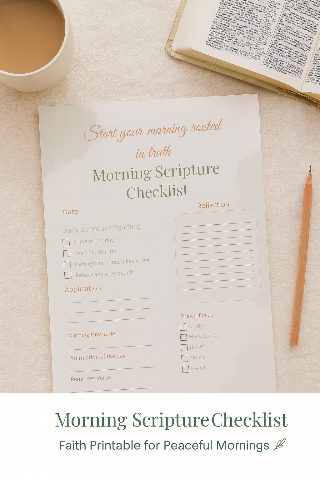 Morning Scripture Checklist ๐ฟ | Faith Printable for Peaceful Mornings