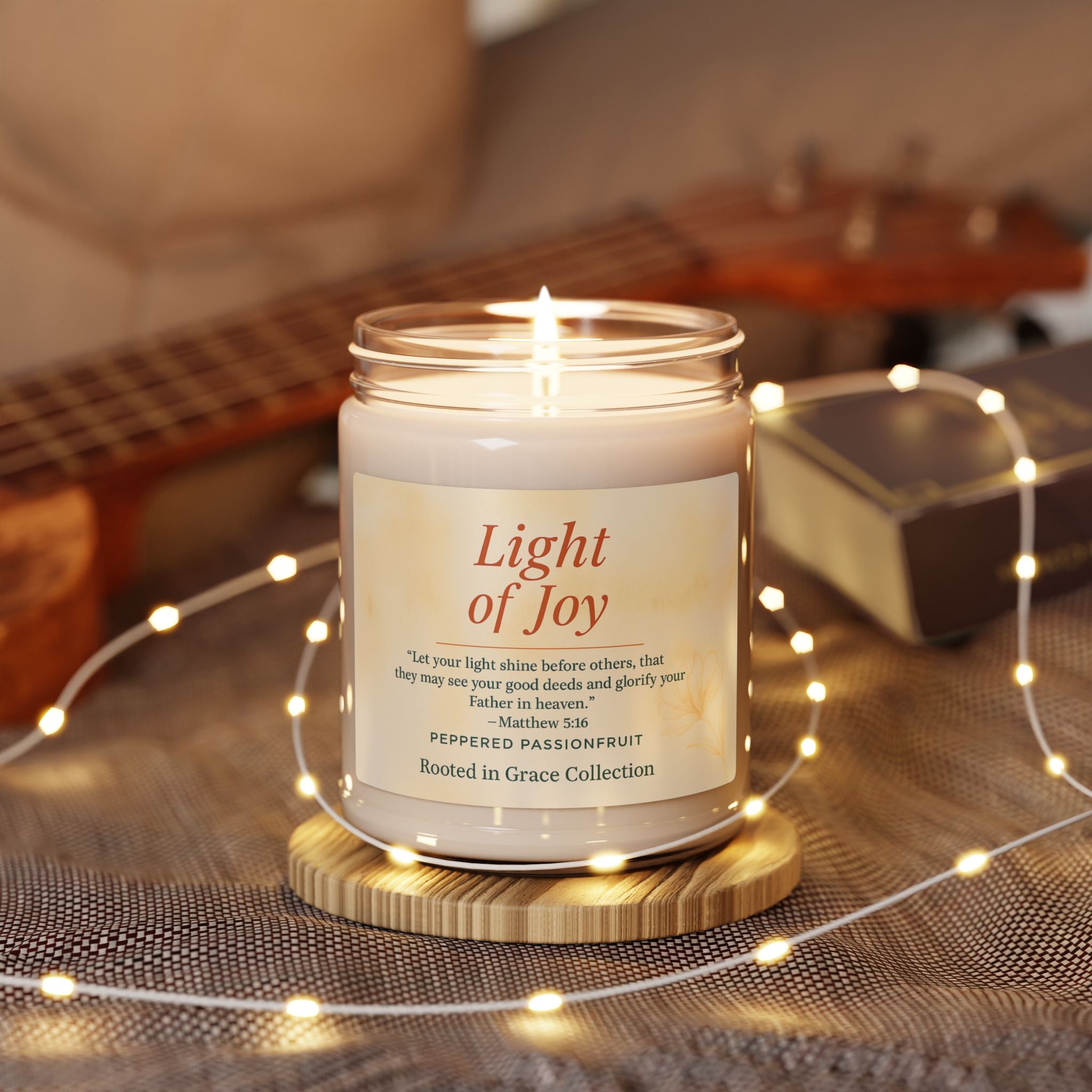 Light of Joy — Peppered Passionfruit Scented Soy Candle | Rooted in Grace Collection