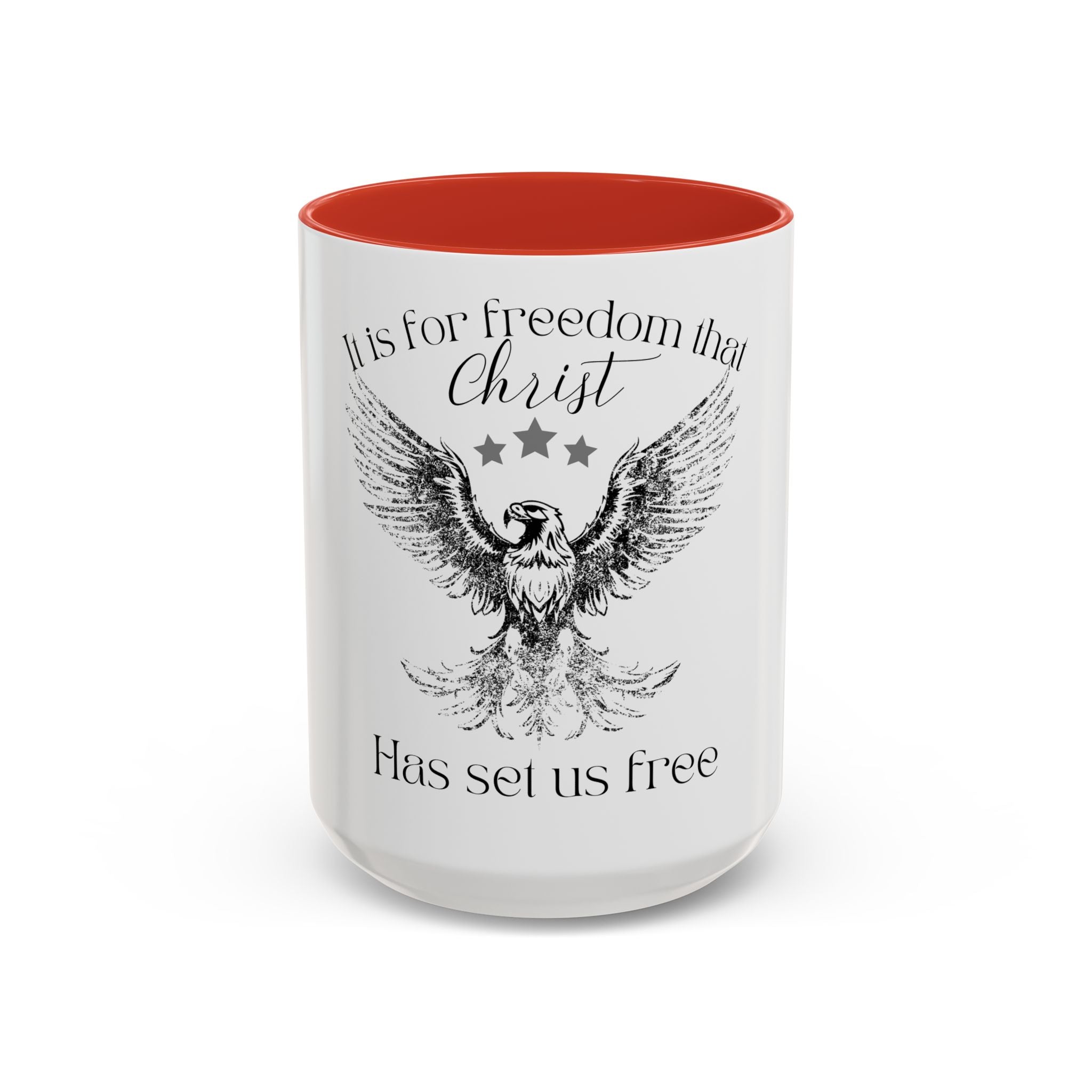 Christian Eagle Coffee Mug — "It Is for Freedom that Christ Has Set Us Free" Accent Mug
