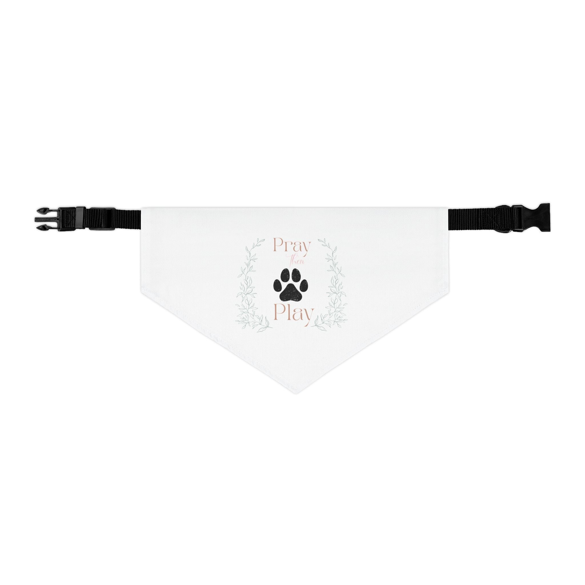 Pet Bandana Collar — 'Pray & Play' Paw Print Dog Bandana Collar (White)