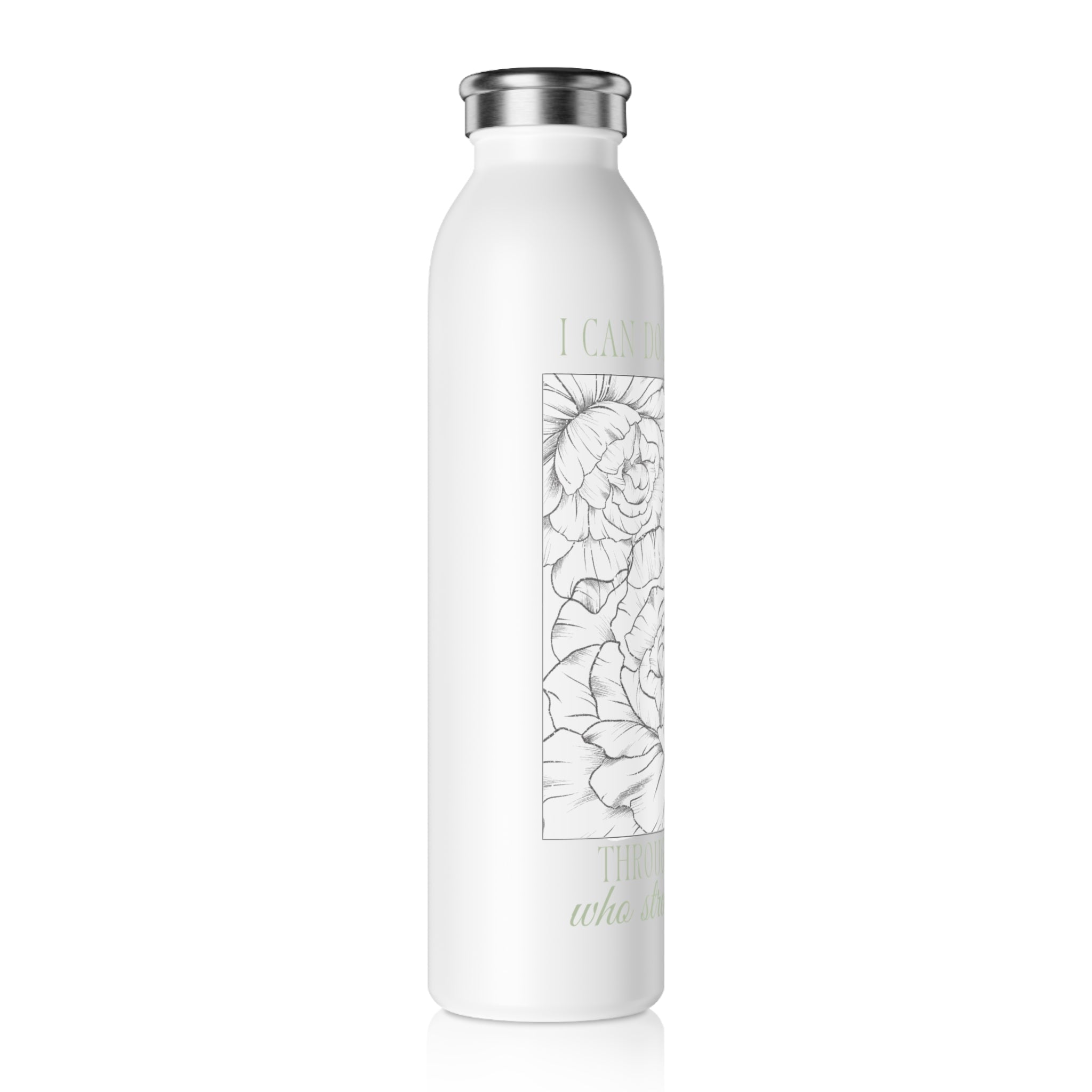 Philippians 4:13 Floral Stainless Steel Water Bottle — Rooted in Grace Collection