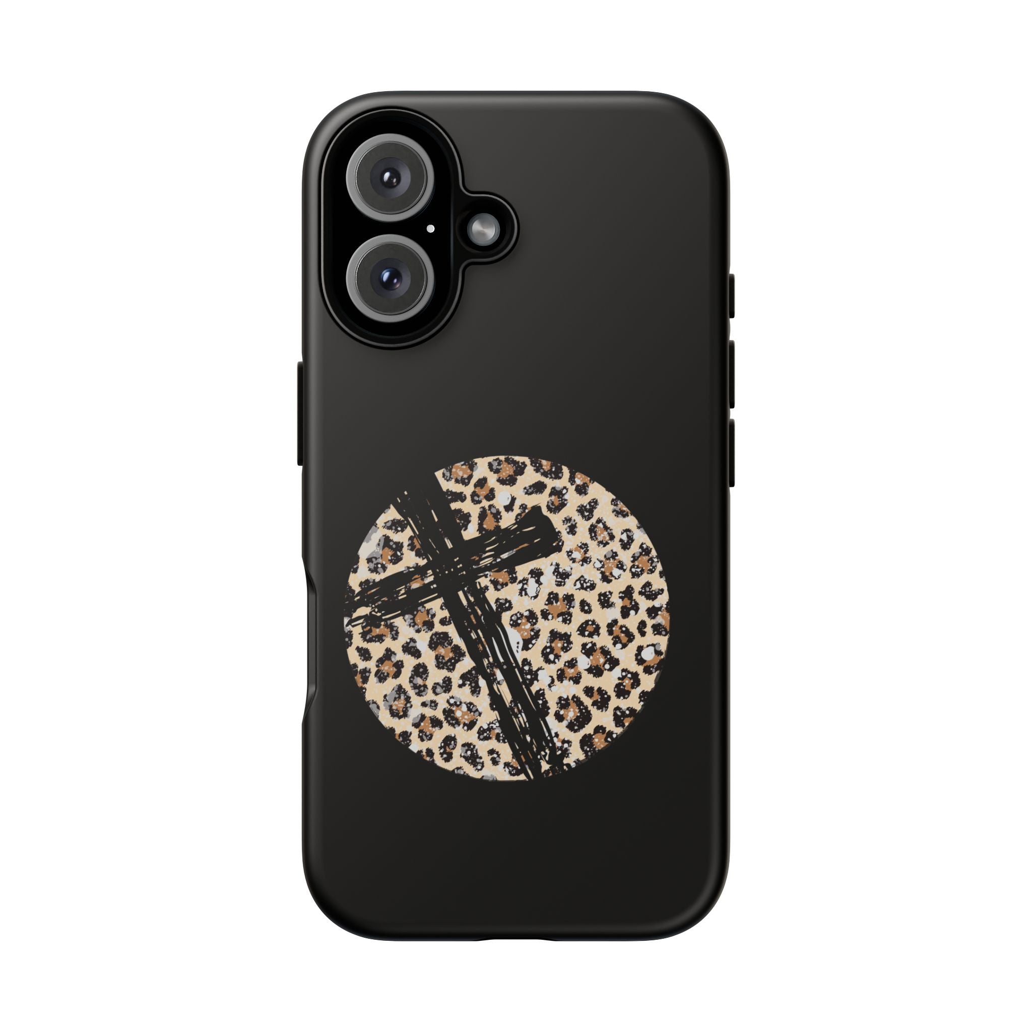 Leopard Cross Phone Case — Chic Animal Print Religious iPhone Cover