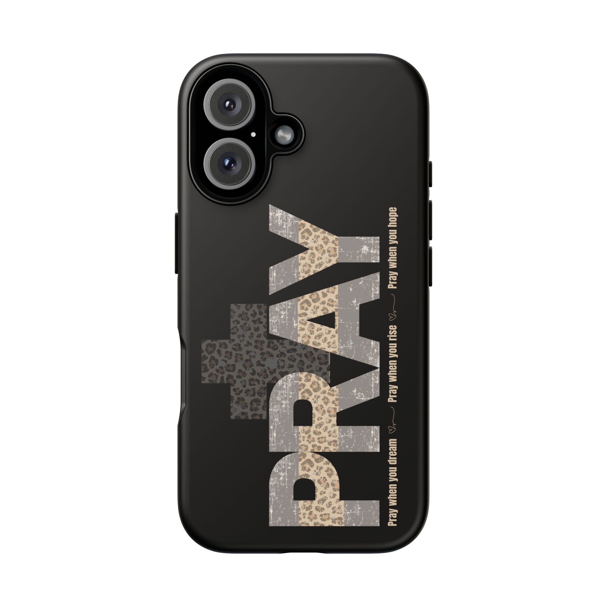 PRAY Leopard Cross Phone Case — Faith in Every Moment