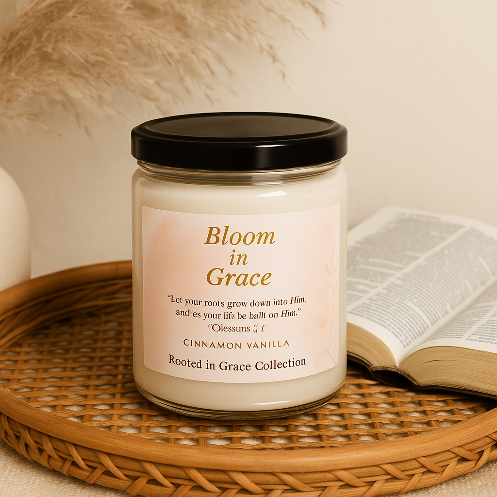 Bloom in Grace — Cinnamon Vanilla Scented Soy Candle (9oz)