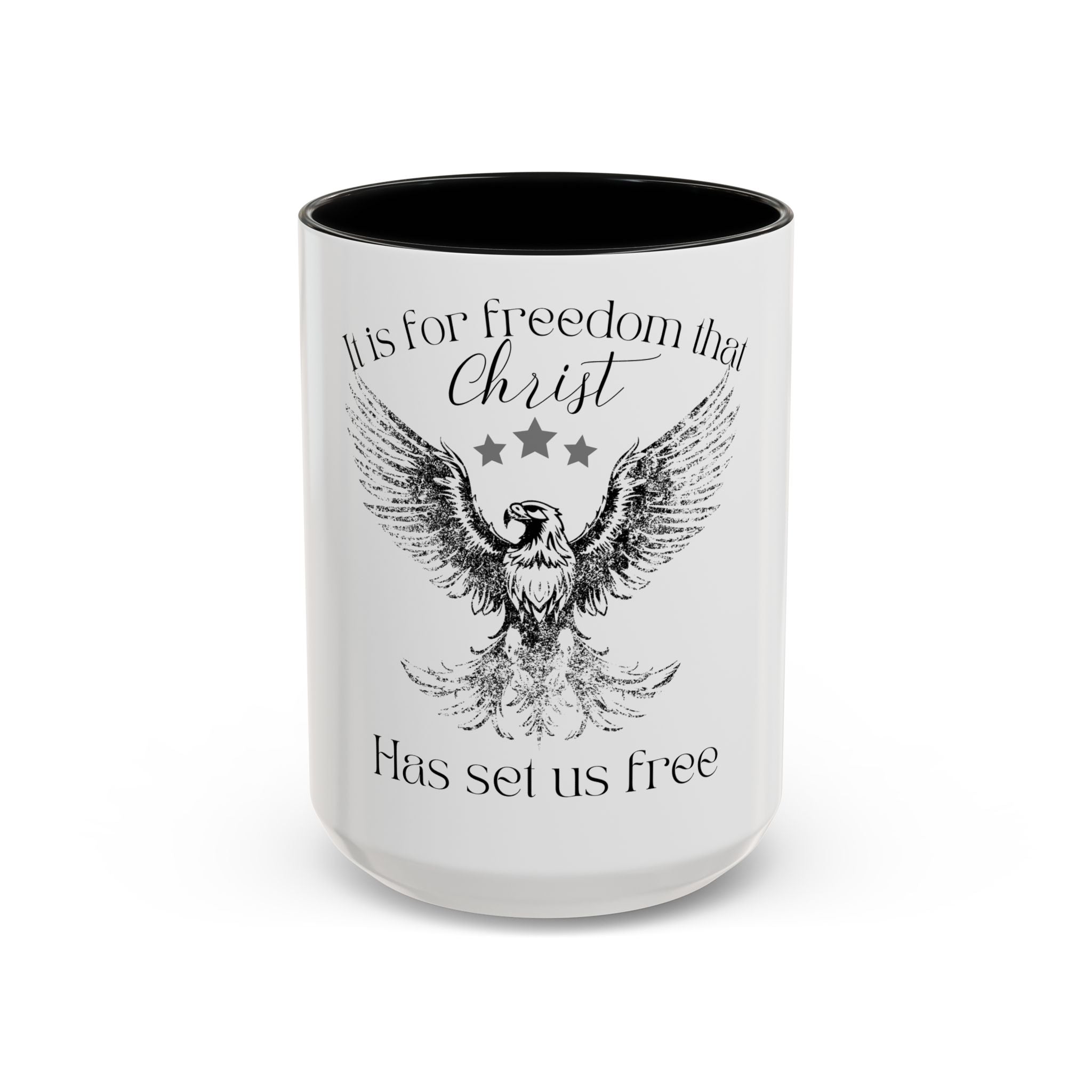 Christian Eagle Coffee Mug — "It Is for Freedom that Christ Has Set Us Free" Accent Mug
