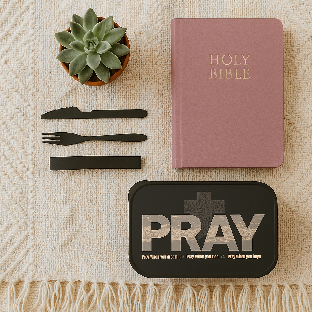 PRAY Leopard Cross Bento Box – Eco PLA Lunchbox with Utensils