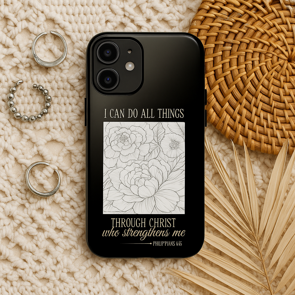 “I Can Do All Things” Floral Christian Phone Case | Rooted in Grace