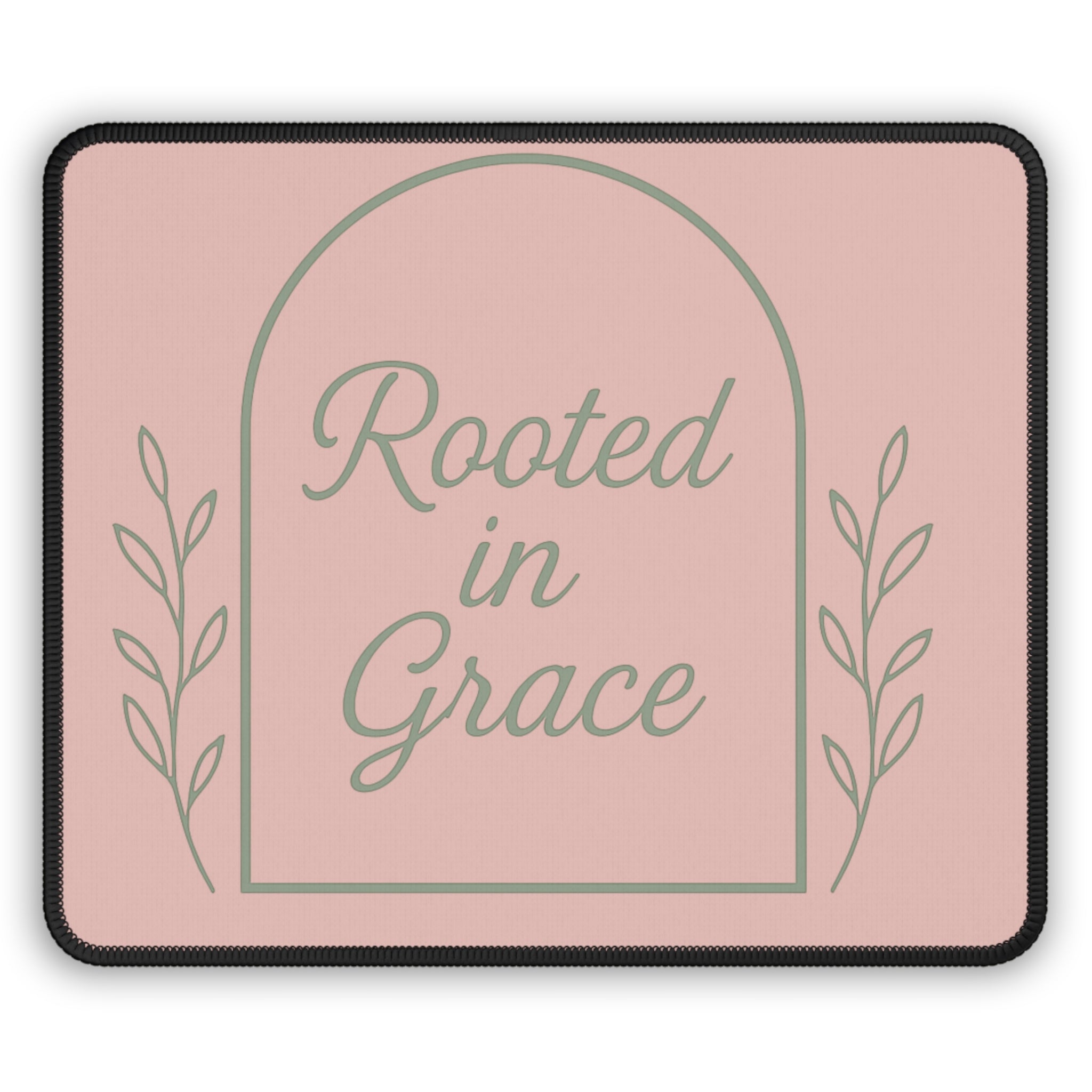Rooted in Grace Pink Mouse Pad — Inspirational Desk / Gaming Mat