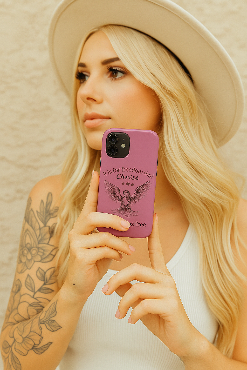Freedom in Christ Mauve Phone Case – Inspirational Christian Eagle Design