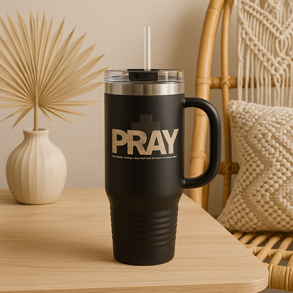 PRAY 40oz Travel Mug — Faith in Every Sip