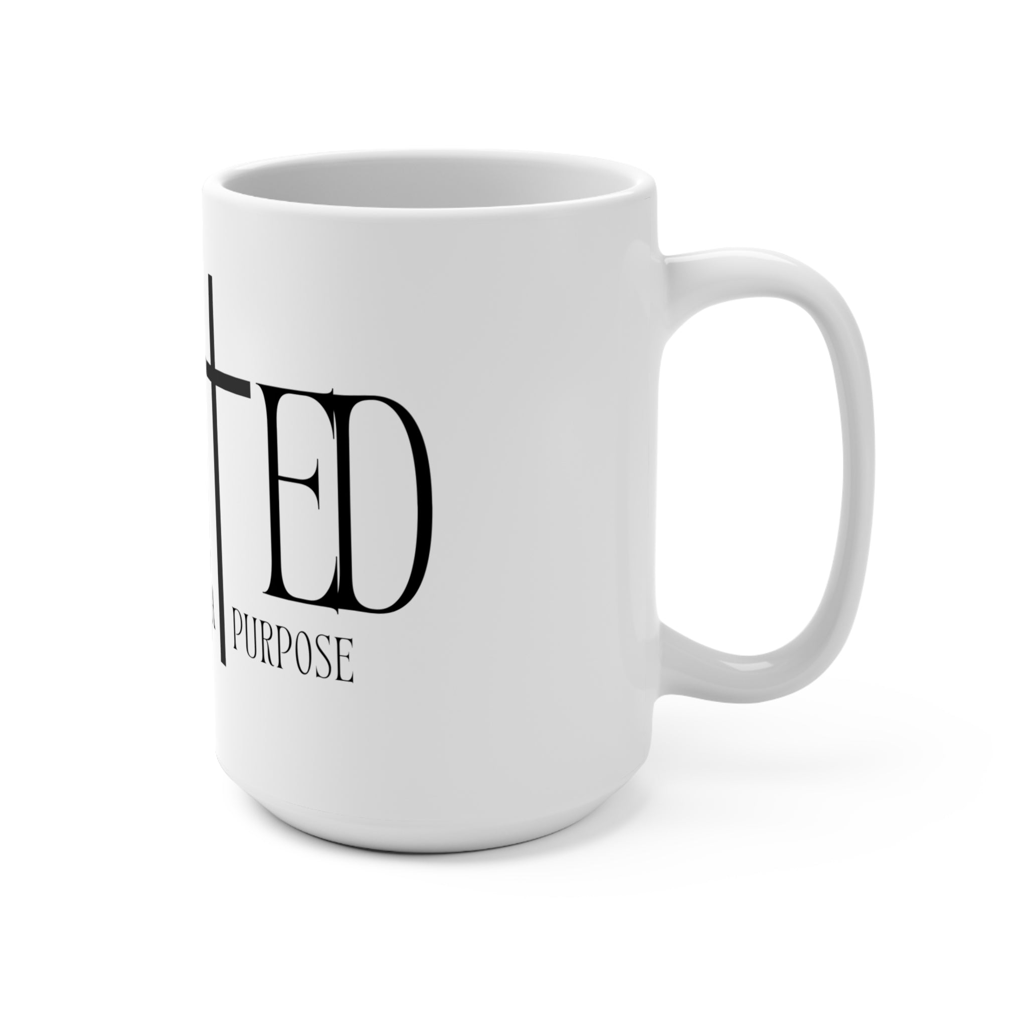 Faith-Inspired 15oz Ceramic Mug — "Created with a Purpose" Christian Coffee Cup