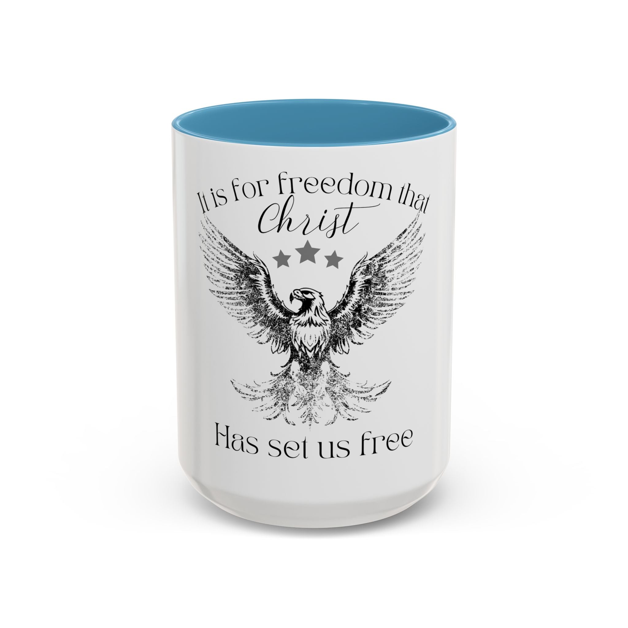 Christian Eagle Coffee Mug — "It Is for Freedom that Christ Has Set Us Free" Accent Mug