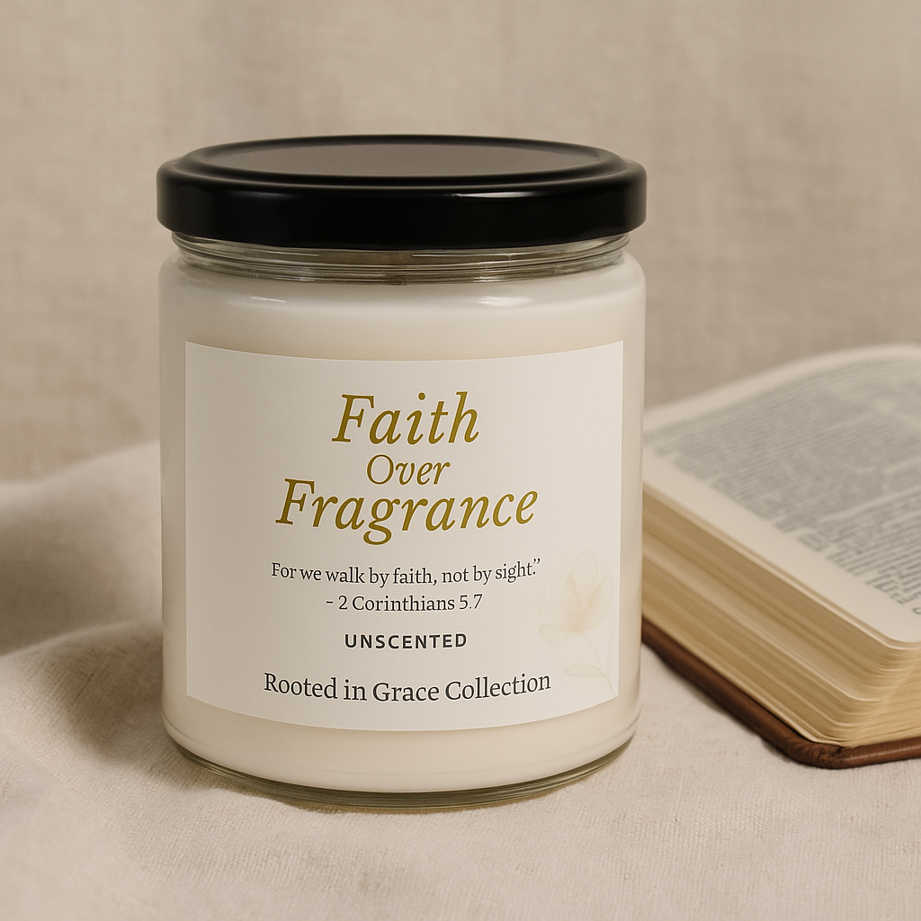 Faith Over Fragrance — Unscented Soy Candle | Rooted in Grace Collection