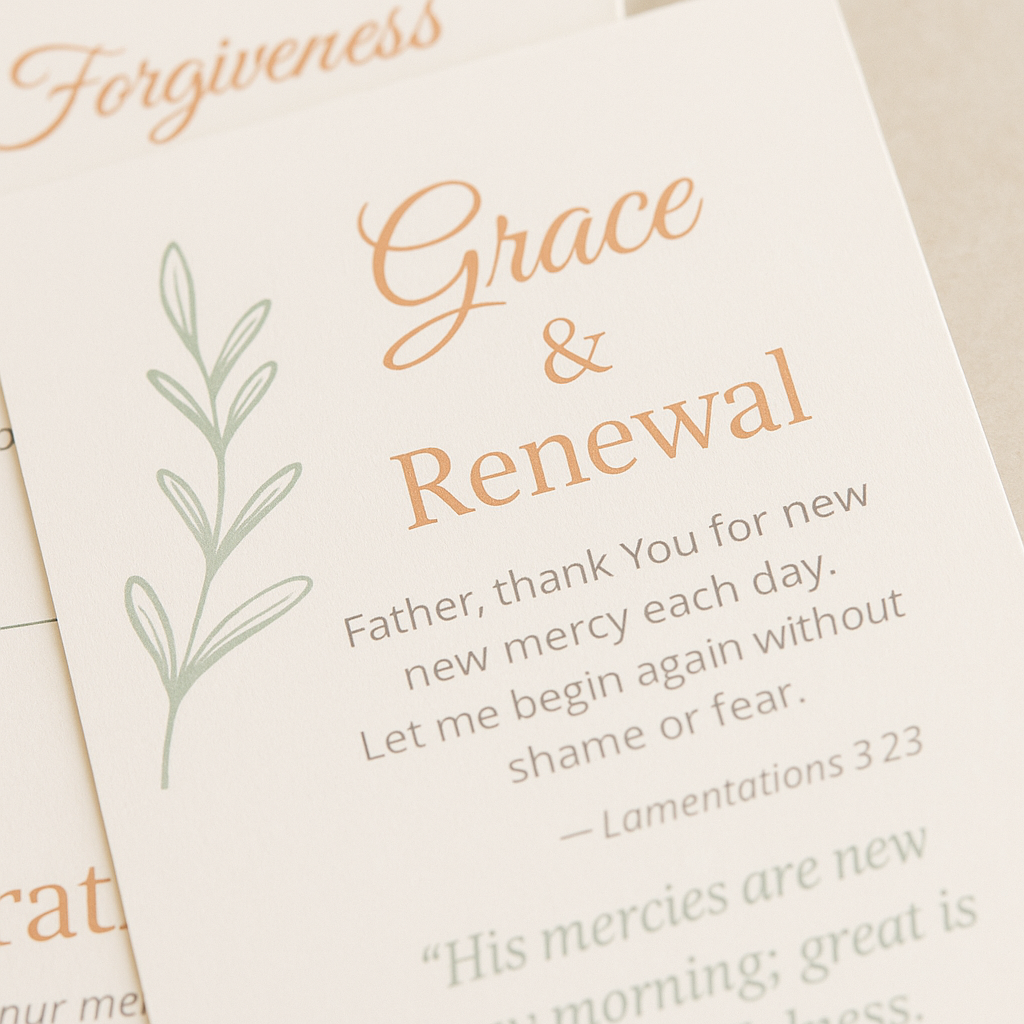 Grace Over Guilt Cards 💛 | 24 Printable Scripture & Prayer Cards (4×5”)