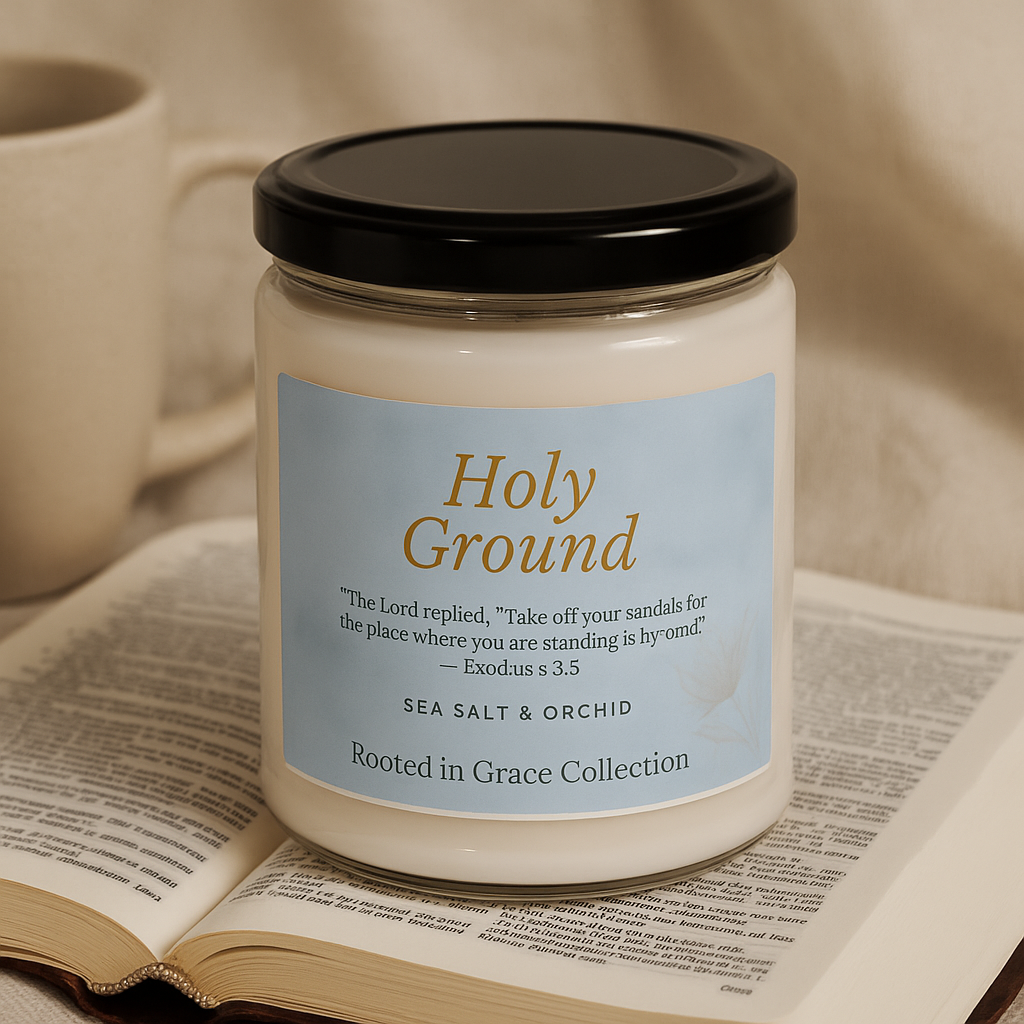 Holy Ground — Sea Salt & Orchid Scented Soy Candle | Rooted in Grace Collection
