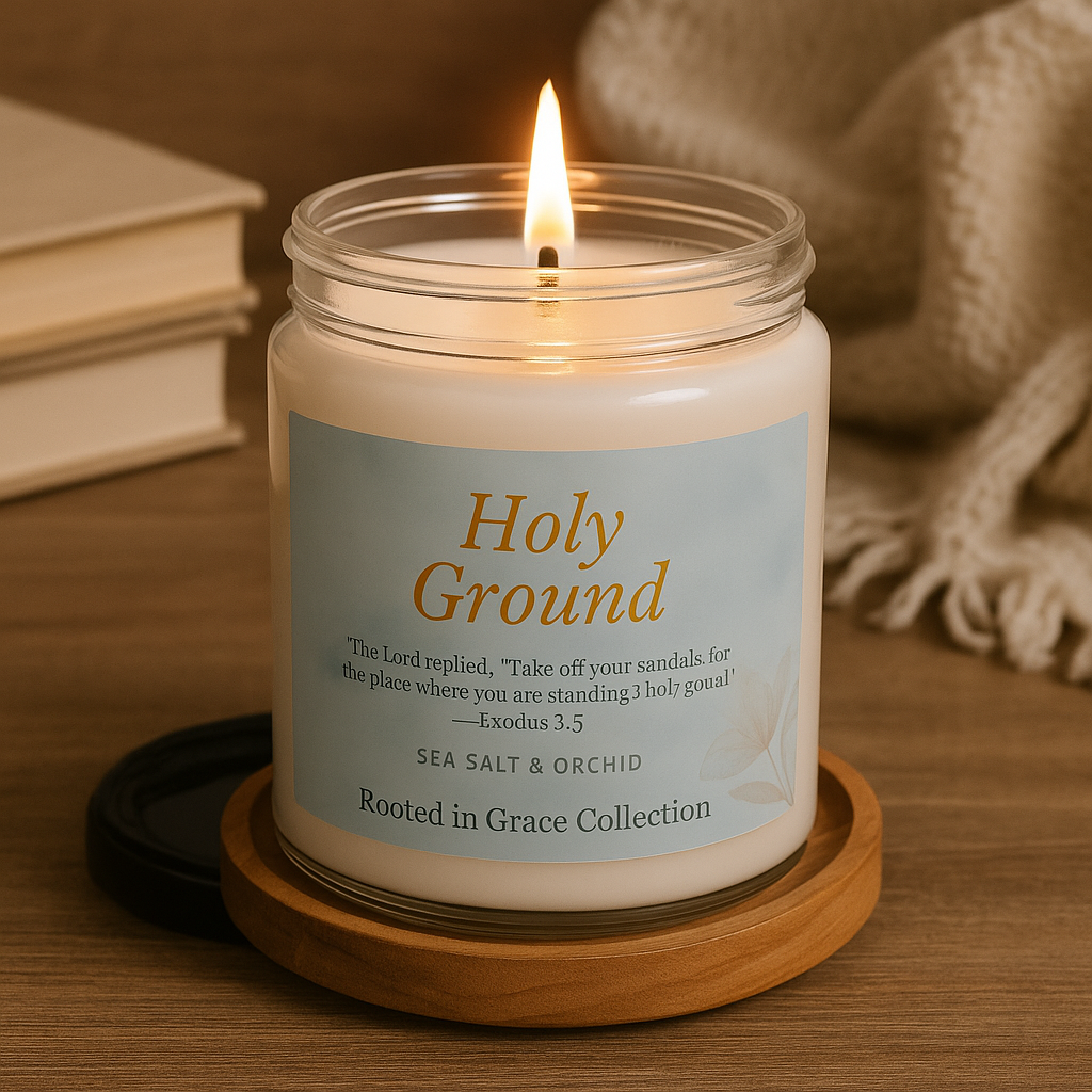 Holy Ground — Sea Salt & Orchid Scented Soy Candle | Rooted in Grace Collection