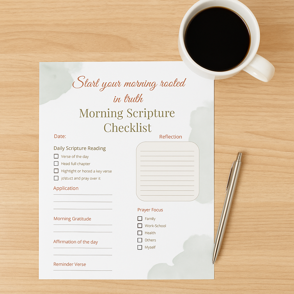 Morning Scripture Checklist 🌿 | Faith Printable for Peaceful Mornings