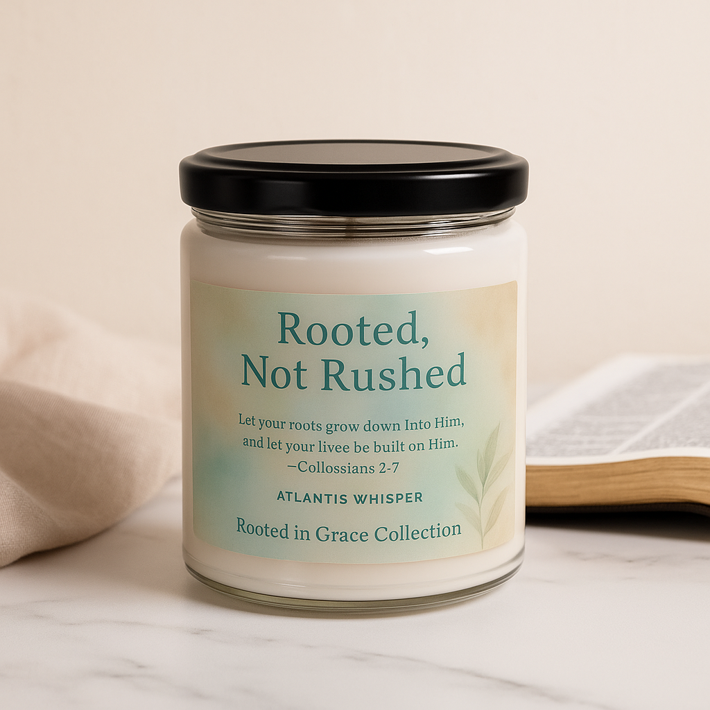 Rooted, Not Rushed — Atlantis Whisper Scented Soy Candle | Rooted in Grace Collection