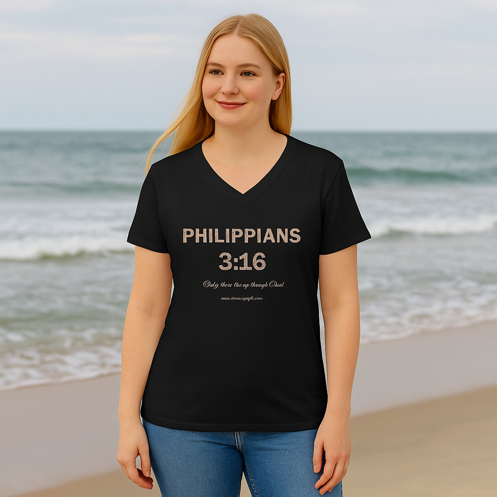 Philippians 3:15 V-Neck Tee – “Grace in Motion, Simplicity in Style”