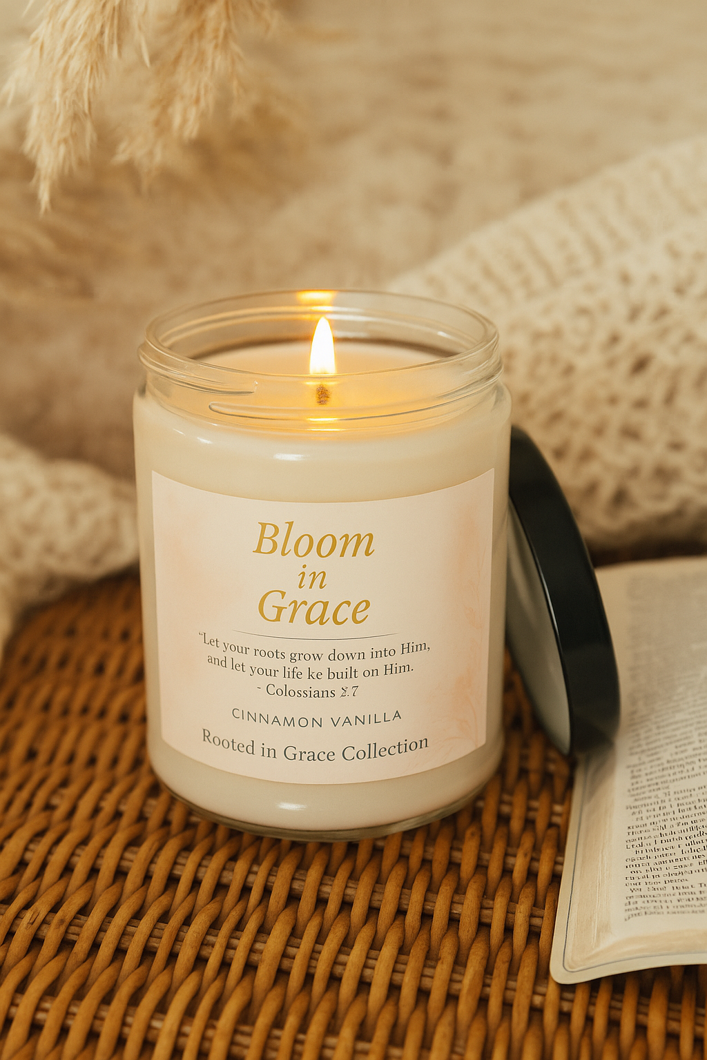 Bloom in Grace — Cinnamon Vanilla Scented Soy Candle (9oz)