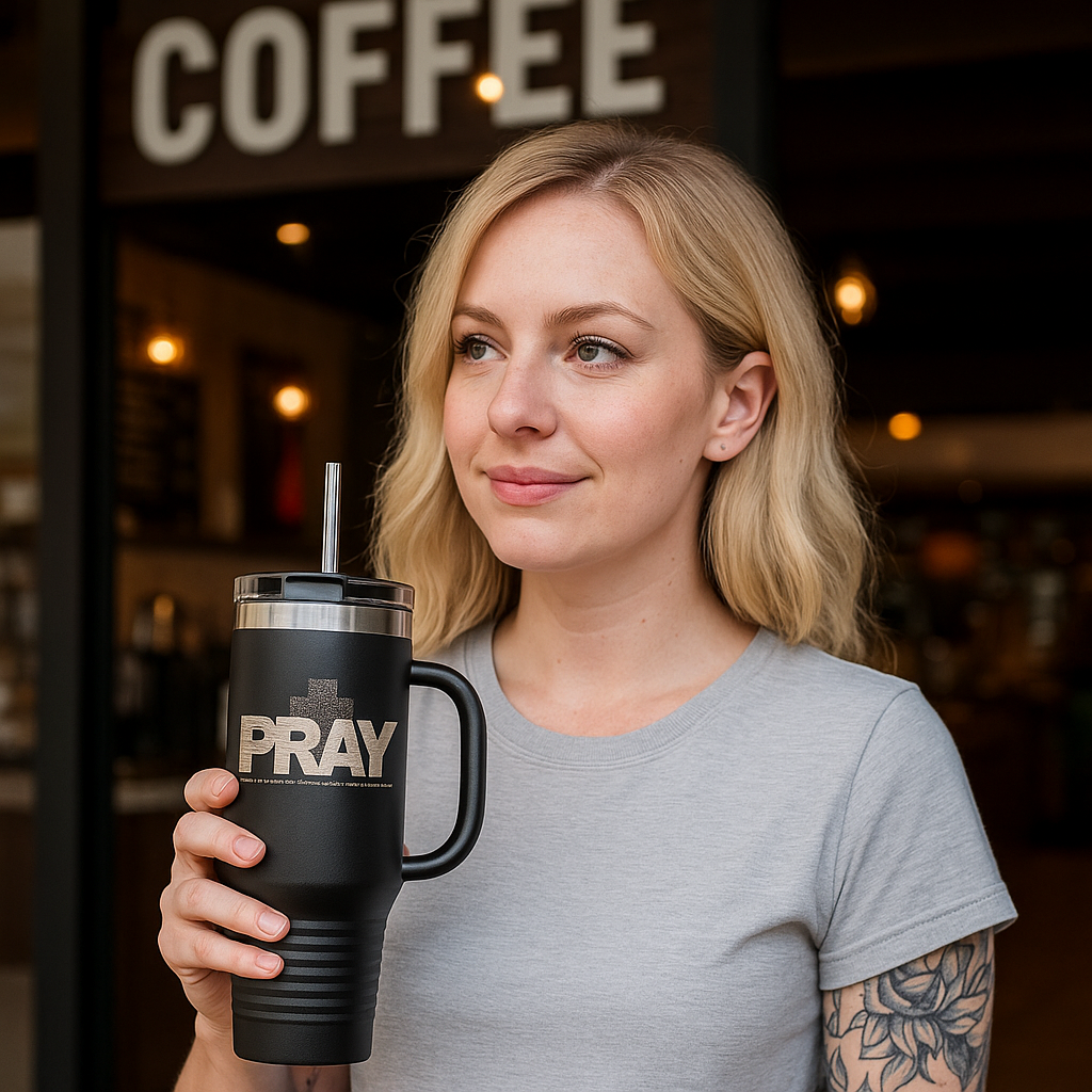 PRAY 40oz Travel Mug — Faith in Every Sip
