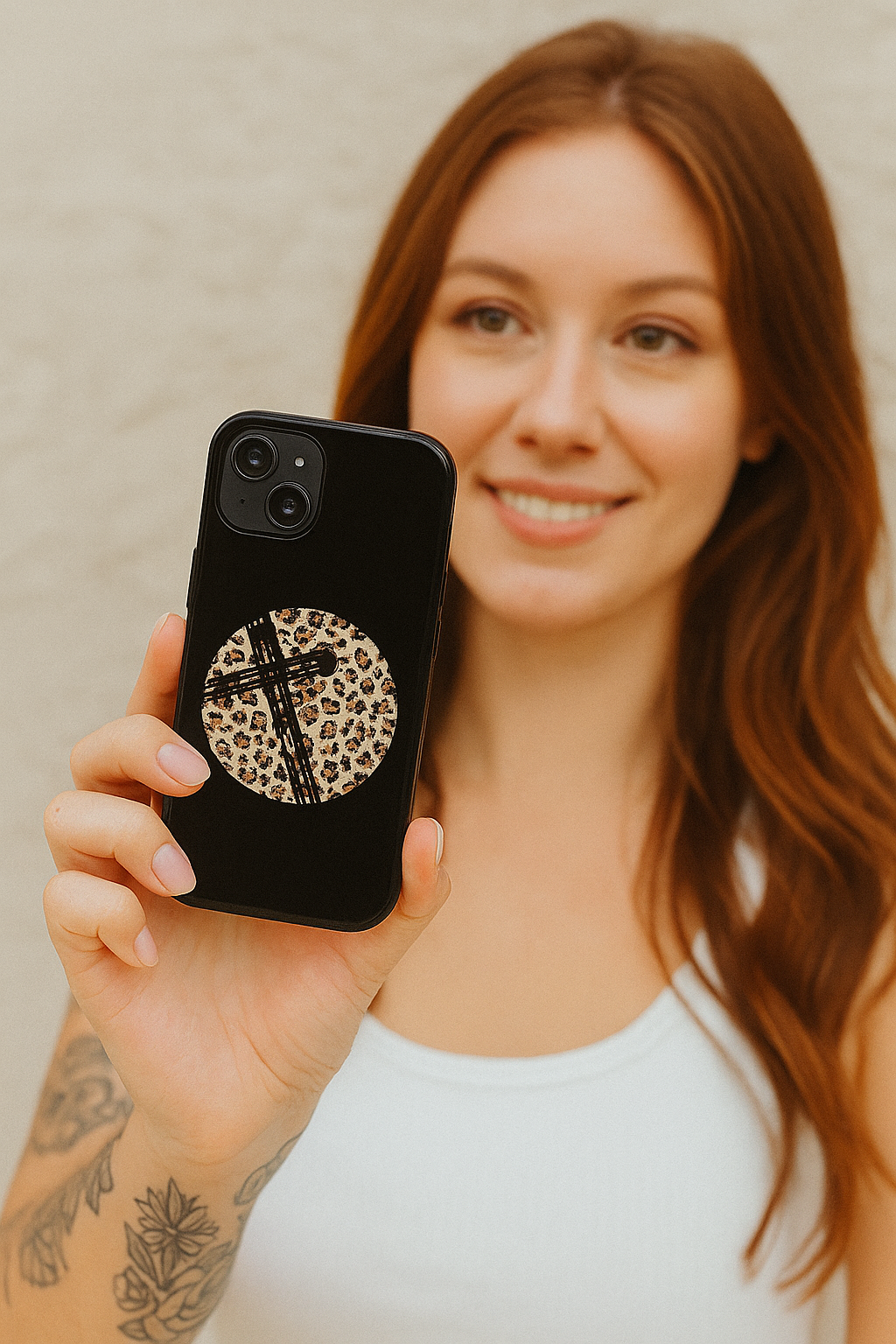 Leopard Cross Phone Case — Chic Animal Print Religious iPhone Cover